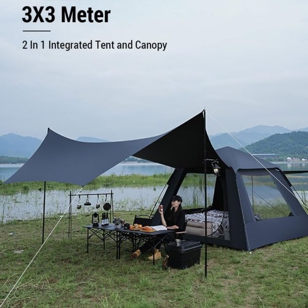 Tente Pop-up 8 Places Étanche avec Auvent