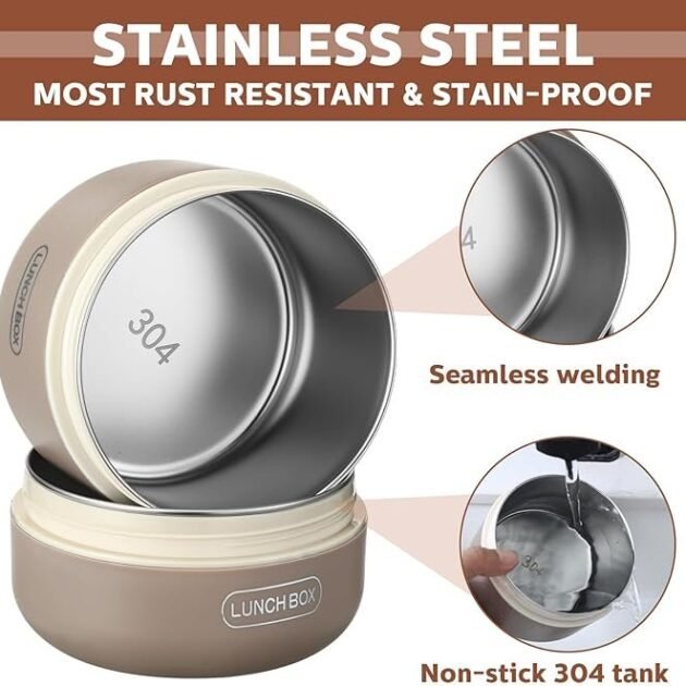 boite a lunch 4 Boîtes Thermiques en Inox  Isolant