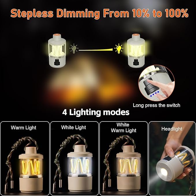 Lanterne LED Camping Multifonction - Éclairage 360° et Torche - Image 2