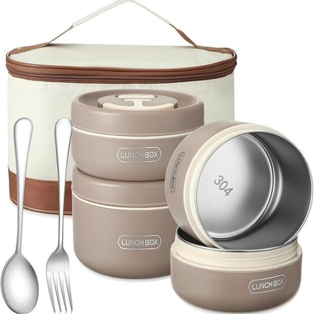 boite a lunch 4 Boîtes Thermiques en Inox  Isolant