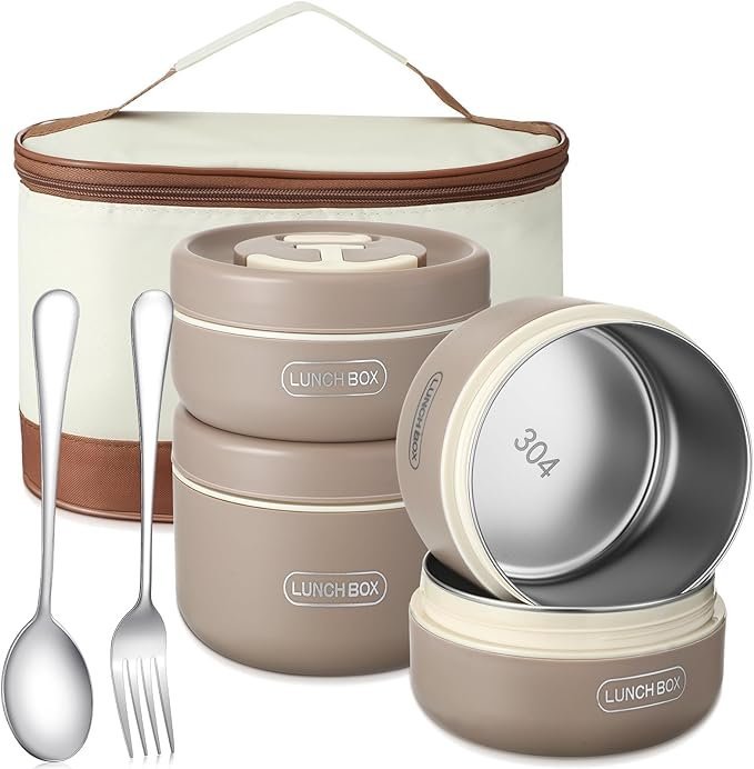 boite a lunch 4 Boîtes Thermiques en Inox Isolant