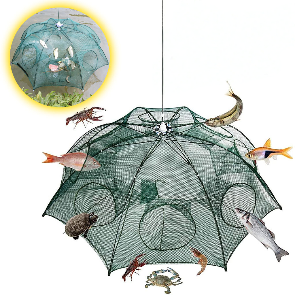 Piège à Filet de Pêche Pliable à 10 Entrées – Pour Crabes, Écrevisses et Poissons