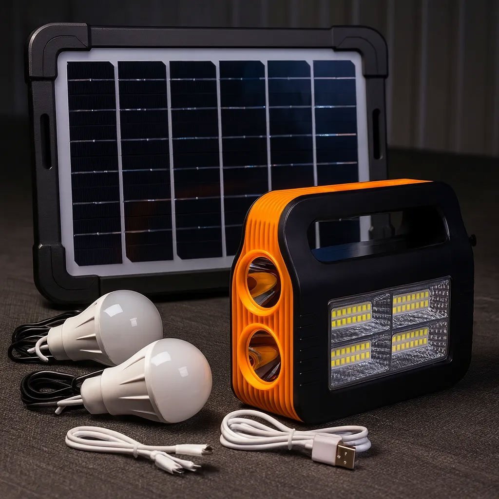 Kit Panneau Solaire Portable avec Torche LED et 2 Lampes - Image 6