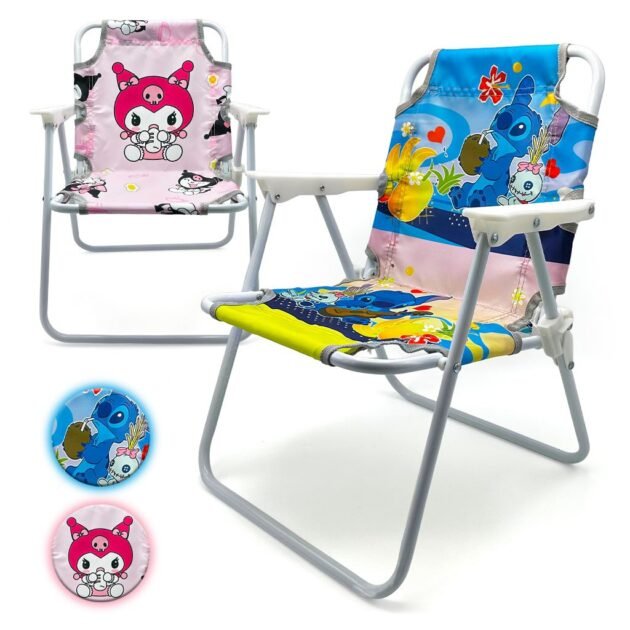Chaise Enfant Pliable avec Motifs Stitch & Kuromi – Confort et Sécurité