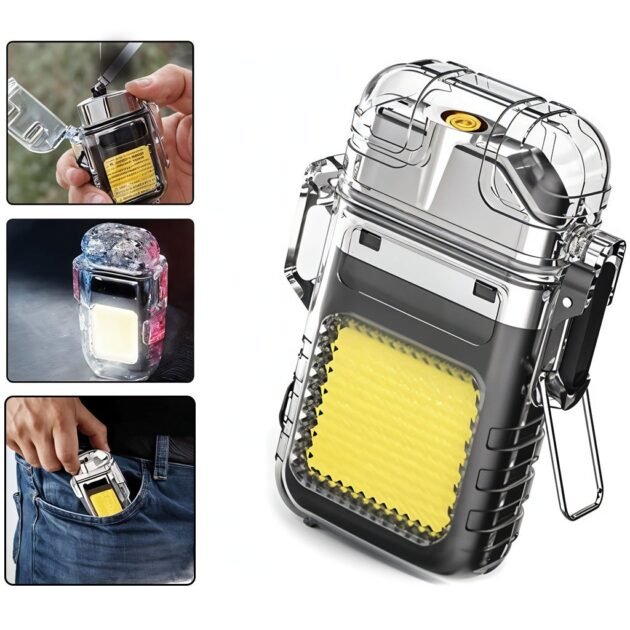 Lampe Torche & Briquet Plasma 2-en-1 Étanche et coupe-vent