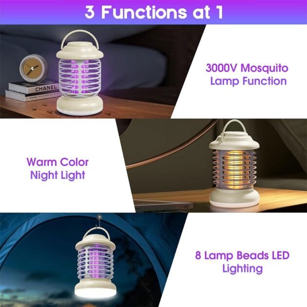 Lampe Anti-Moustiques UV Multifonctionnel  3-en-1