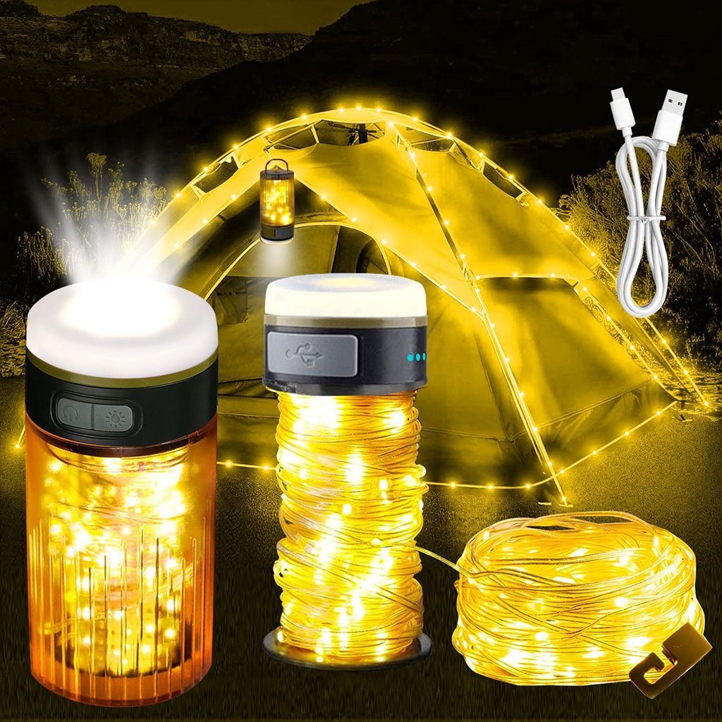Lampe de Camping LED avec Guirlande Lumineuse 15m