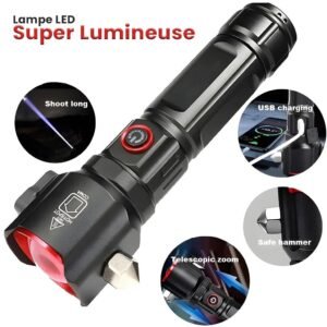 Lampe Torche Multifonctionnel LED Puissante Rechargeable par USB