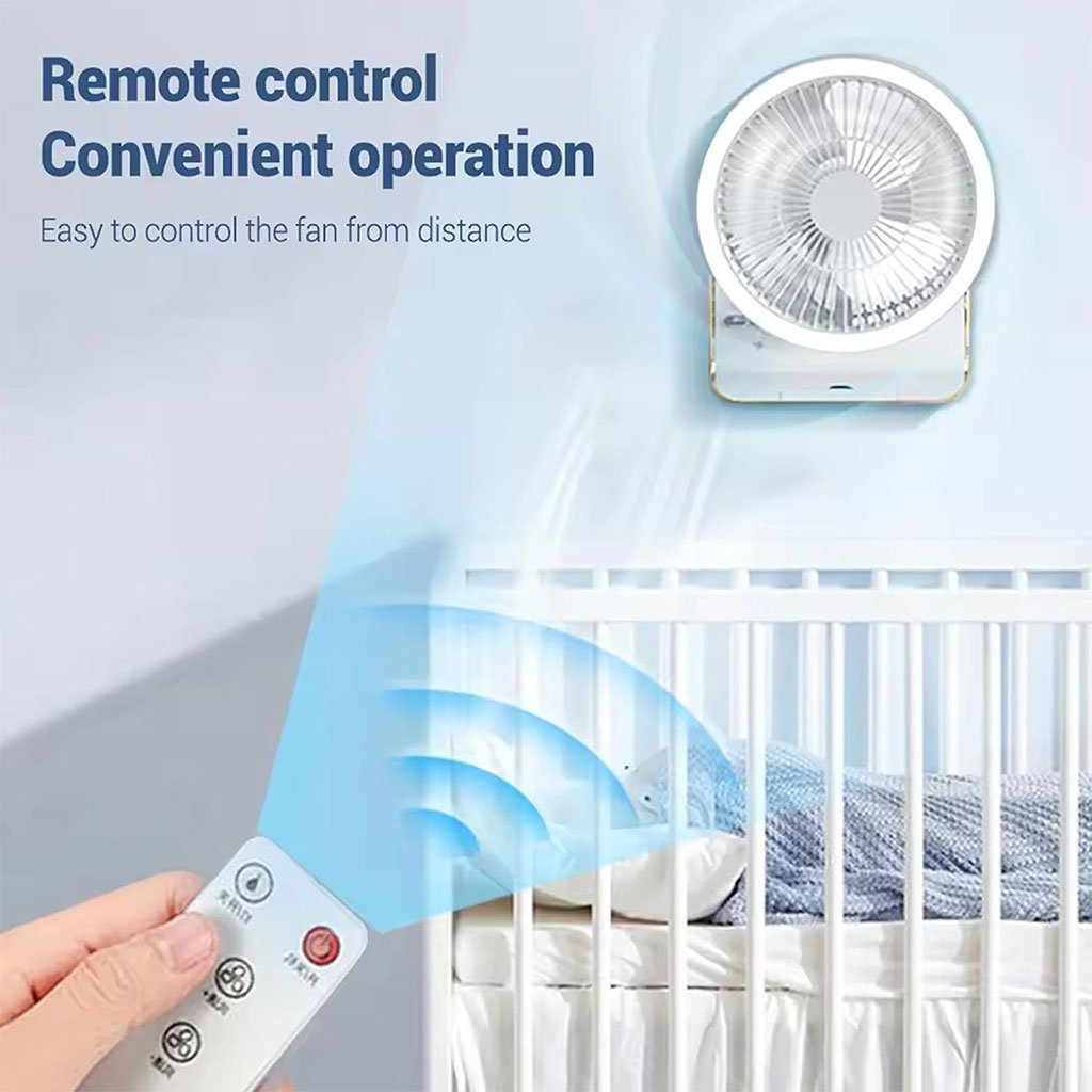 Ventilateur Rechargeable Rotatif avec Lumière LED - Image 3