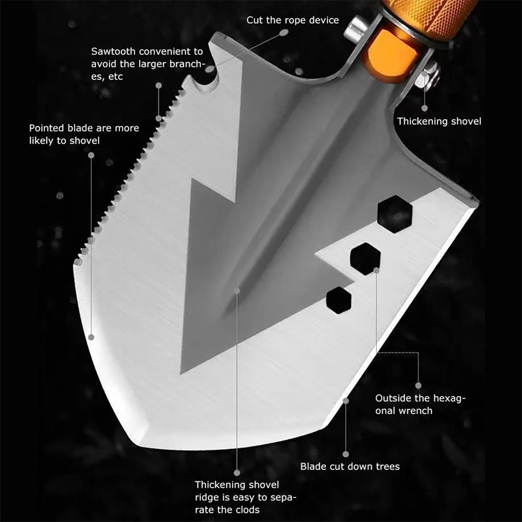 Pelle de Camping Pliable 28" – Multifonction en Acier Haute Teneur en Carbone - Image 3