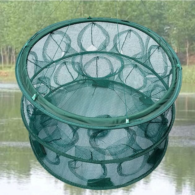 Piège de Pêche à Lancer à la Main – Nylon Résistant 2 Étages