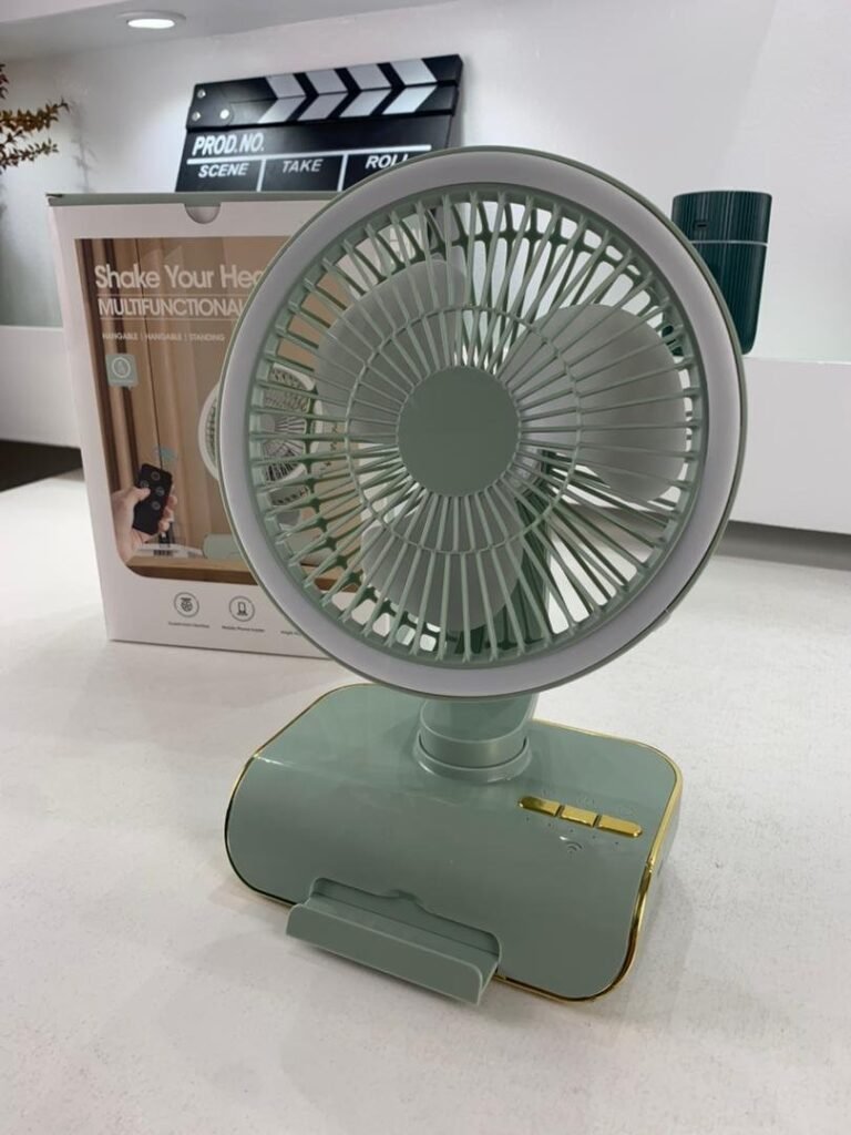 Ventilateur Rechargeable Rotatif avec Lumière LED