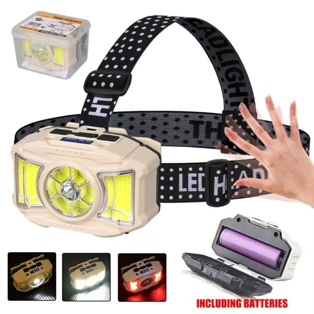 Lampe frontale intelligente avec fonctions innovantes Rechargeable par USB 5 Modes