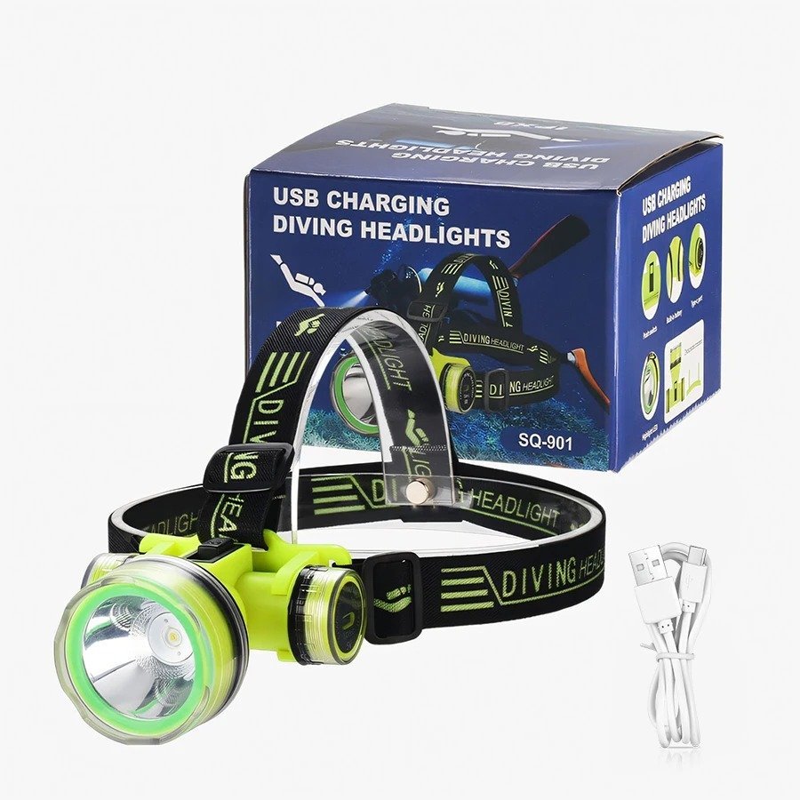 lampe Frontal LED Rechargeable Étanche – IPX8, 350m Portée pour Plongée - Image 2