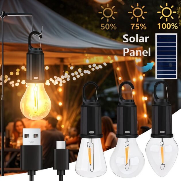Lampe de Camping Solaire Étanche et Rechargeable T01-B