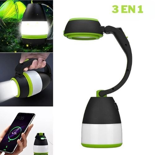 Lampe de Camping LED Multifonctions - Rechargeable USB & Power Bank