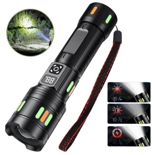 Lampe de Poche LED Zoomable avec Bandes Fluorescentes