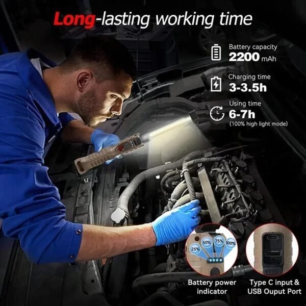 Lampe LED Multifonction Portable 180° – Puissance élevée et IP65 - Image 2