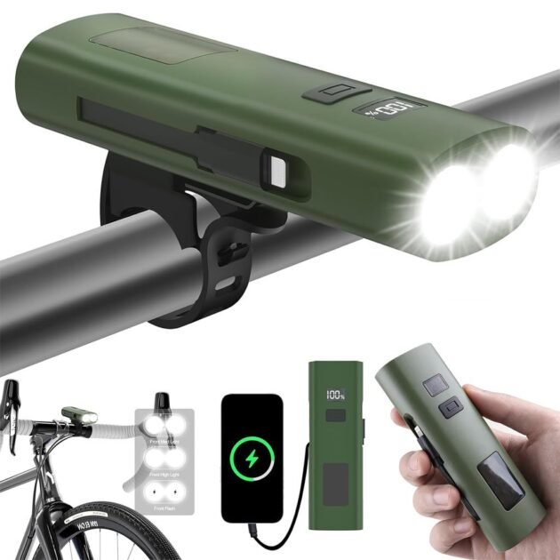 Lampe Frontale 3-en-1 – Torche, Éclairage Vélo & Power Bank