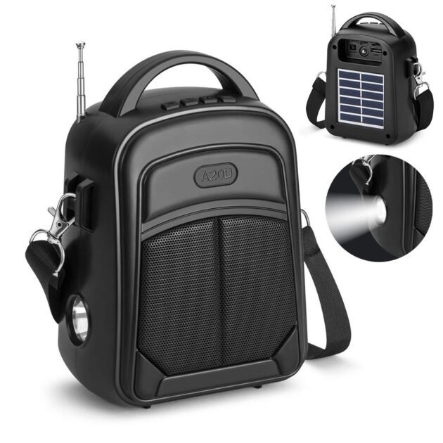 Haut-Parleur Bluetooth portable avec énergie solaire et radio FM