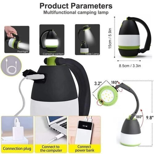 Lampe de Camping LED Multifonctions - Rechargeable USB & Power Bank - Image 3