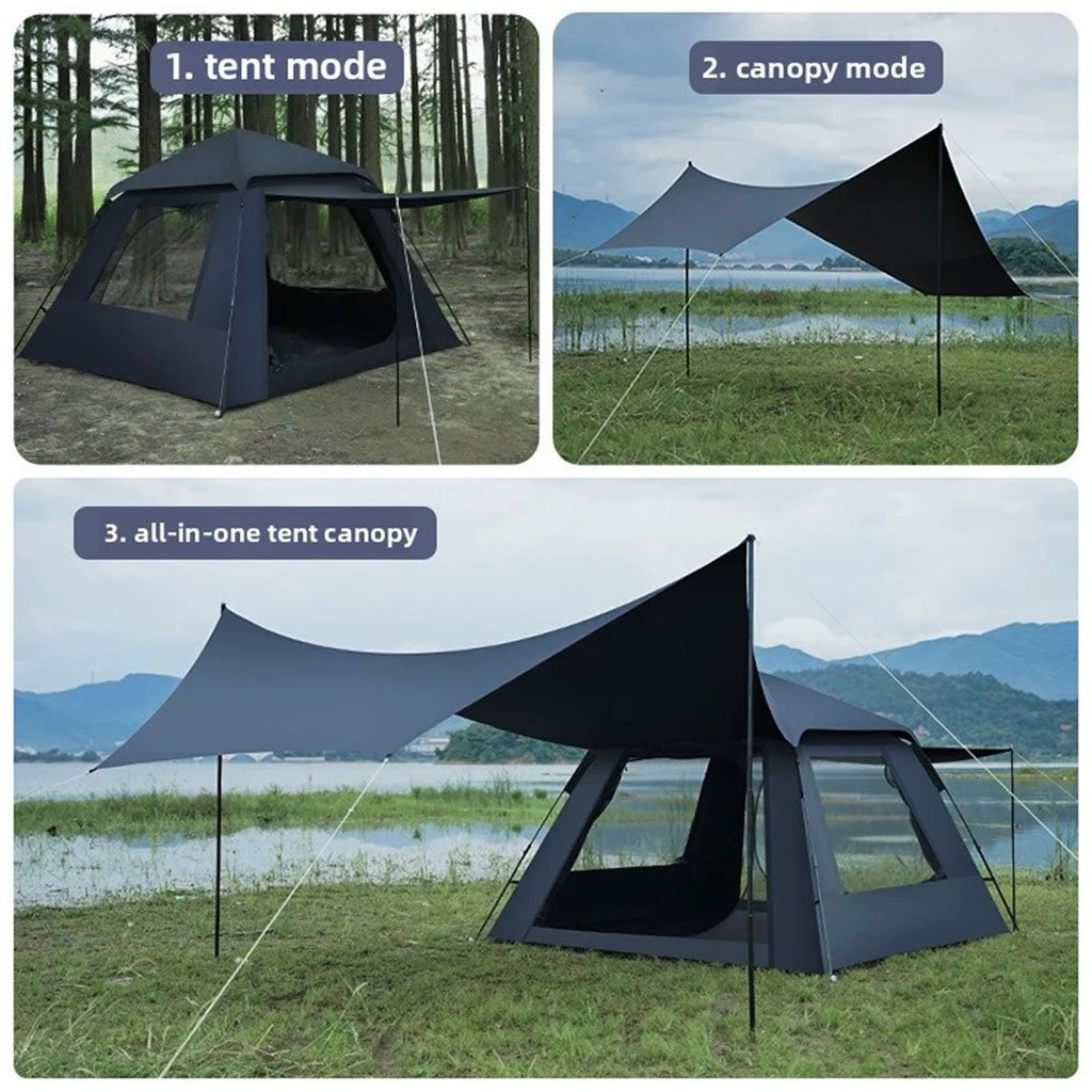 Tente Pop-up 8 Places Étanche avec Auvent - Image 2