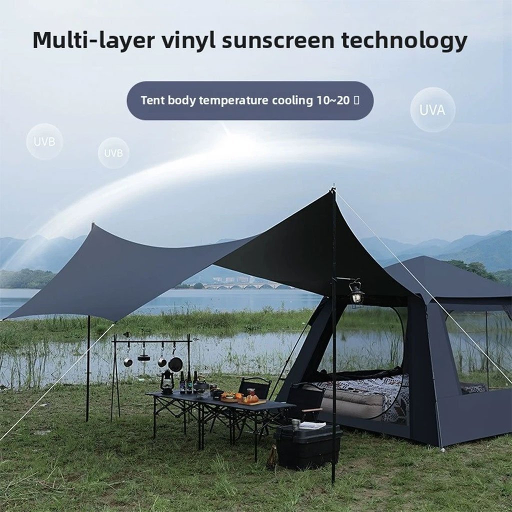 Tente Pop-up 8 Places Étanche avec Auvent - Image 4